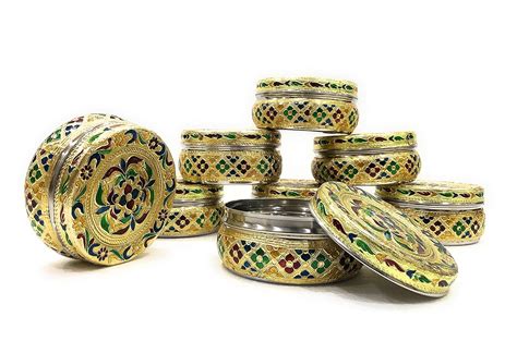 stainless steel chapati box|Navrang Stainless Steel Container Box Meenakari Storage Box / .